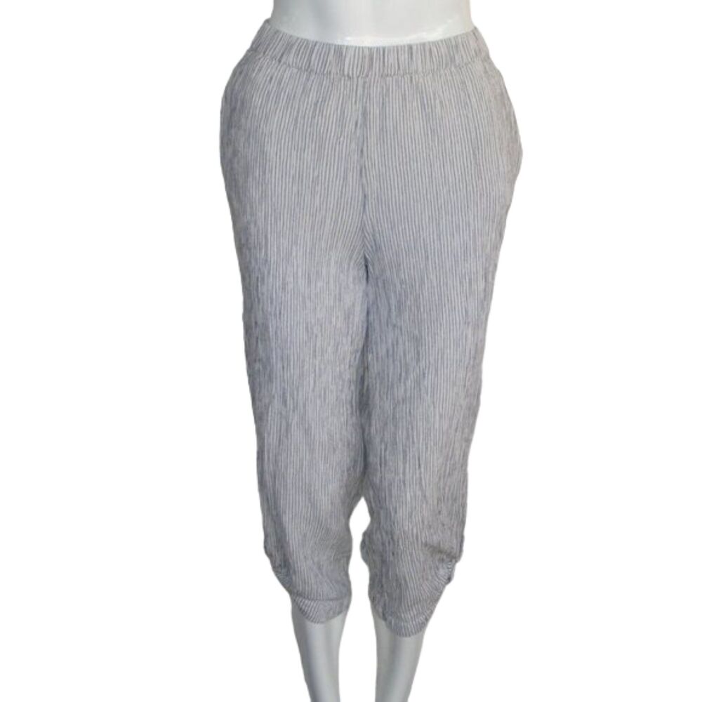 FRESH PRODUCE Capri Pants, M, Striped, Elastic Waist, Pockets